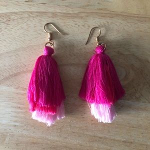 new pink tassle earrings